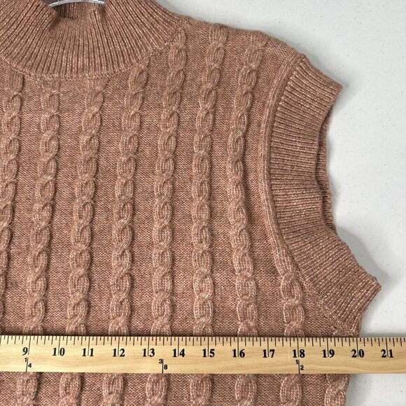 Cupcakes and Cashmere Cable Knit Sweater Vest Size S Mock Neck Brown - Picture 7 of 8